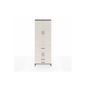 Arges Dolap 5 Raflı 3 Çekmeceli 4 Kapaklı 88x30x243 Antrasit-aytaşı