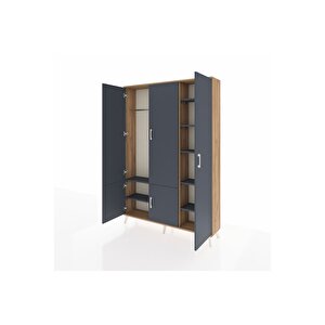 Arges Gardrop 7 Raflı 5 Kapaklı Tek Askılı 132x30x195 Çam-antrasit