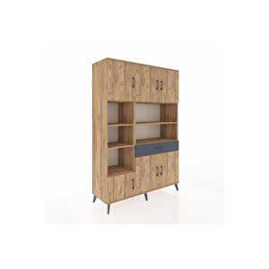 Hyperion Dolap 10 Raflı Tek Çekmeceli 6 Kapaklı 132x44x195 Çam-çam/antrasit