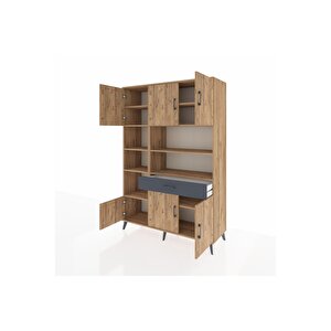 Hyperion Dolap 10 Raflı Tek Çekmeceli 6 Kapaklı 132x44x195 Çam-çam/antrasit