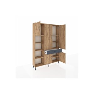 Arges Dolap 8 Raflı Tek Çekmeceli 5 Kapaklı 132x30x195 Çam-çam/antrasit