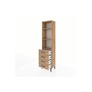 Arges Dolap 3 Raflı 4 Çekmeceli 44x30x182 Çam-çam