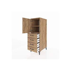 Kronos Dolap 2 Raflı 4 Çekmeceli Tek Kapaklı 44x59x134 Çam-çam