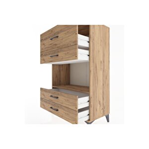 Hyperion Dolap Tek Raflı 4 Çekmeceli 88x44x134 Çam-çam