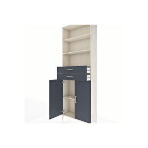 Arges Dolap 4 Raflı 2 Çekmeceli 2 Kapaklı 88x30x243 Aytaşı-antrasit