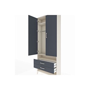 Arges Dolap 3 Raflı 2 Çekmeceli Tek Askılı 88x30x221 Aytaşı-antrasit