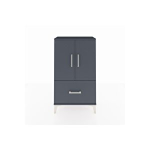 Arges Komodin 2 Raflı Tek Çekmeceli 2 Kapaklı 60x30x106 Antrasit-antrasit