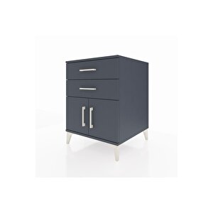 Kronos Komodin Tek Raflı 2 Çekmeceli 2 Kapaklı 60x59x80 Antrasit-antrasit