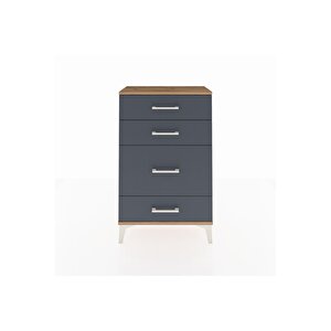 Arges Komodin 4 Çekmeceli 60x30x96 Çam-antrasit