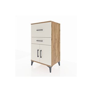 Hyperion Komodin Tek Raflı 2 Çekmeceli 2 Kapaklı 60x44x106 Çam-aytaşı