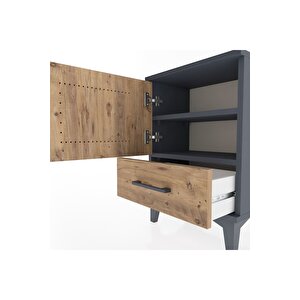 Arges Komodin 2 Raflı Tek Kapaklı 44x30x64 Antrasit-çam