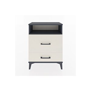 Arges Komodin Tek Raflı 2 Çekmeceli 60x30x80 Antrasit-aytaşı