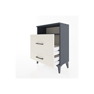 Arges Komodin Tek Raflı 2 Çekmeceli 60x30x80 Antrasit-aytaşı