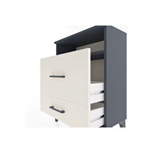 Arges Komodin Tek Raflı 2 Çekmeceli 60x30x80 Antrasit-aytaşı