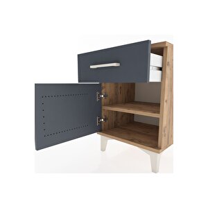 Hyperion Komodin Tek Çekmeceli Tek Kapaklı 44x44x64 Çam-antrasit