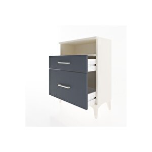 Arges Komodin Tek Raflı 2 Çekmeceli 60x30x80 Aytaşı-antrasit