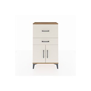 Arges Komodin Tek Raflı 2 Çekmeceli 2 Kapaklı 60x30x106 Çam-aytaşı