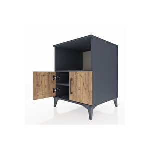 Kronos Komodin 2 Raflı 2 Kapaklı 60x59x80 Antrasit-çam