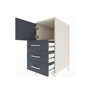 Kronos Komodin Tek Raflı 3 Çekmeceli Tek Kapaklı 44x59x96 Aytaşı-antrasit