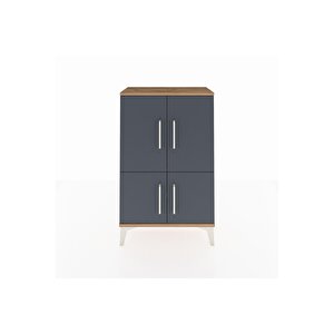 Arges Komodin 2 Raflı 4 Kapaklı 60x30x96 Çam-antrasit