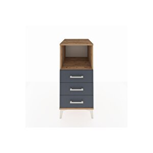 Kronos Komodin Tek Raflı 3 Çekmeceli 44x59x96 Çam-antrasit