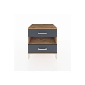 Hyperion Komodin Tek Raflı 2 Çekmeceli 60x44x64 Çam-antrasit