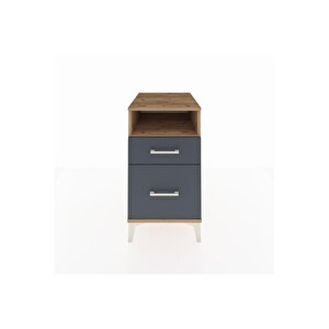 Kronos Komodin Tek Raflı 2 Çekmeceli 44x59x80 Çam-antrasit