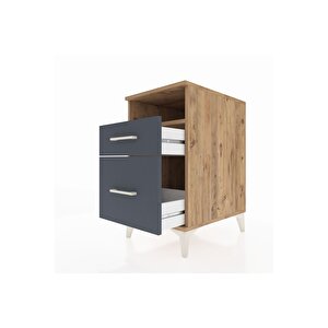 Kronos Komodin Tek Raflı 2 Çekmeceli 44x59x80 Çam-antrasit