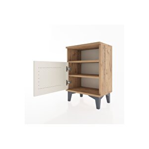 Arges Komodin 2 Raflı Tek Kapaklı 44x30x64 Çam-aytaşı