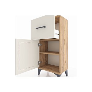 Arges Komodin Tek Raflı Tek Çekmeceli Tek Kapaklı 44x30x96 Çam-aytaşı