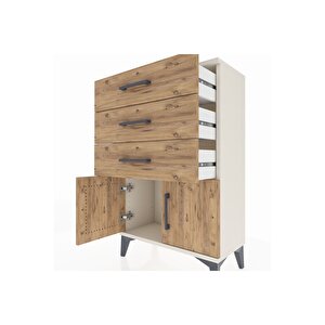 Arges Komodin 3 Çekmeceli 2 Kapaklı 60x30x96 Aytaşı-çam