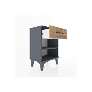 Arges Komodin Tek Raflı Tek Çekmeceli 44x30x64 Antrasit-çam