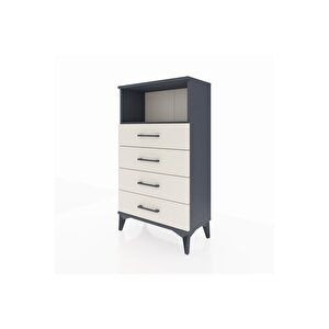 Arges Komodin Tek Raflı 4 Çekmeceli 60x30x106 Antrasit-aytaşı