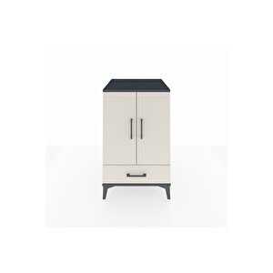 Kronos Komodin 3 Raflı Tek Çekmeceli 2 Kapaklı 60x59x96 Antrasit-aytaşı