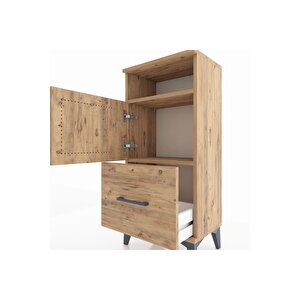 Arges Komodin 2 Raflı Tek Çekmeceli 2 Kapaklı 44x30x96 Çam-çam