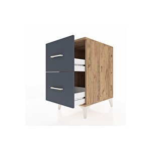 Kronos Komodin 2 Çekmeceli 44x59x80 Çam-antrasit