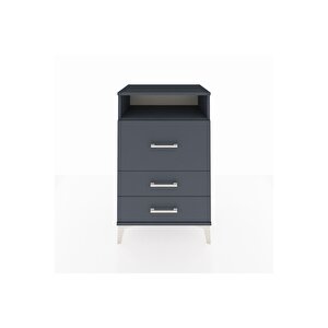 Hyperion Komodin Tek Raflı 3 Çekmeceli 60x44x96 Antrasit-antrasit