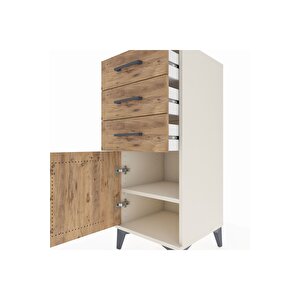 Hyperion Komodin Tek Raflı 3 Çekmeceli Tek Kapaklı 44x44x106 Aytaşı-çam