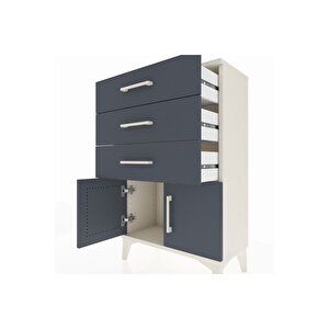 Arges Komodin 3 Çekmeceli 2 Kapaklı 60x30x96 Aytaşı-antrasit