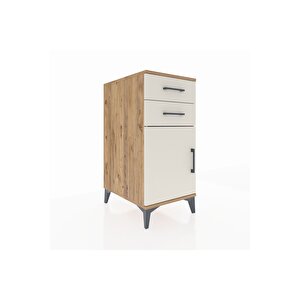 Kronos Komodin Tek Raflı 2 Çekmeceli Tek Kapaklı 44x59x96 Çam-aytaşı