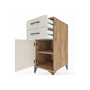 Kronos Komodin Tek Raflı 2 Çekmeceli Tek Kapaklı 44x59x96 Çam-aytaşı