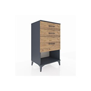 Hyperion Komodin 3 Çekmeceli 60x44x106 Antrasit-çam