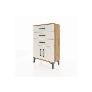 Arges Komodin 3 Çekmeceli 2 Kapaklı 60x30x96 Çam-aytaşı