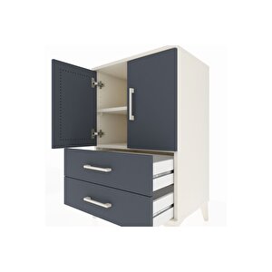 Hyperion Komodin 2 Raflı 2 Çekmeceli 2 Kapaklı 60x44x96 Aytaşı-antrasit