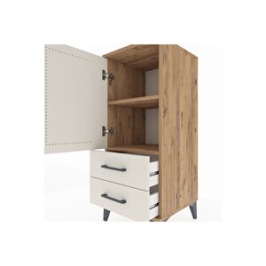 Hyperion Komodin 2 Raflı 2 Çekmeceli Tek Kapaklı 44x44x106 Çam-aytaşı