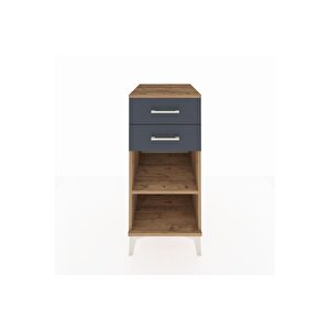 Kronos Komodin Tek Raflı 2 Çekmeceli 44x59x96 Çam-antrasit