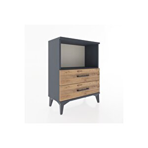 Arges Komodin Tek Raflı 2 Çekmeceli 60x30x80 Antrasit-çam