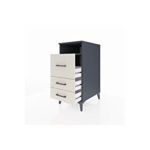 Kronos Komodin Tek Raflı 3 Çekmeceli 44x59x96 Antrasit-aytaşı