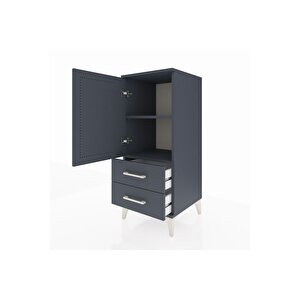 Hyperion Komodin 2 Raflı 2 Çekmeceli Tek Kapaklı 44x44x106 Antrasit-antrasit
