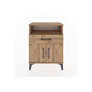Arges Komodin 2 Raflı Tek Çekmeceli 2 Kapaklı 60x30x80 Çam-çam